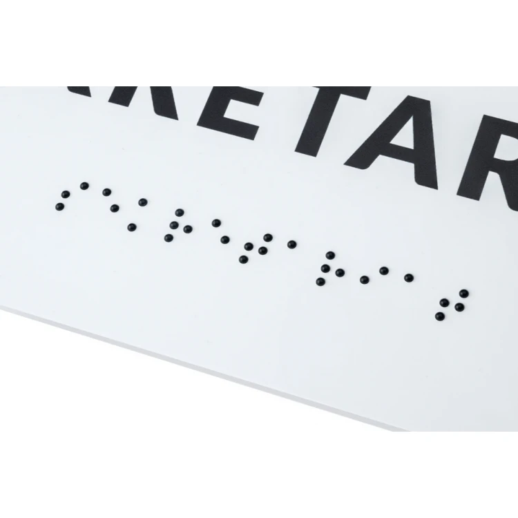 System tabliczek z pismem Braille'a dla szkół - wym. 200x80mm - PCW twarde - DECO WHITE - TAB341 