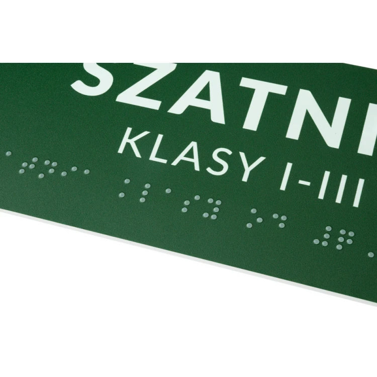 System tabliczek z pismem Braille'a dla szkół - wym. 200x80mm - PCW twarde - DECO GREEN - TAB374